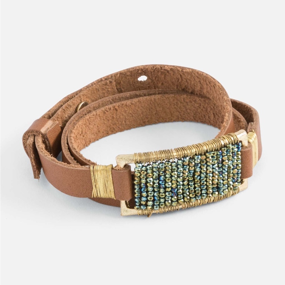 Noonday Collection Brilliant Leather Wrap Bracelet NWT